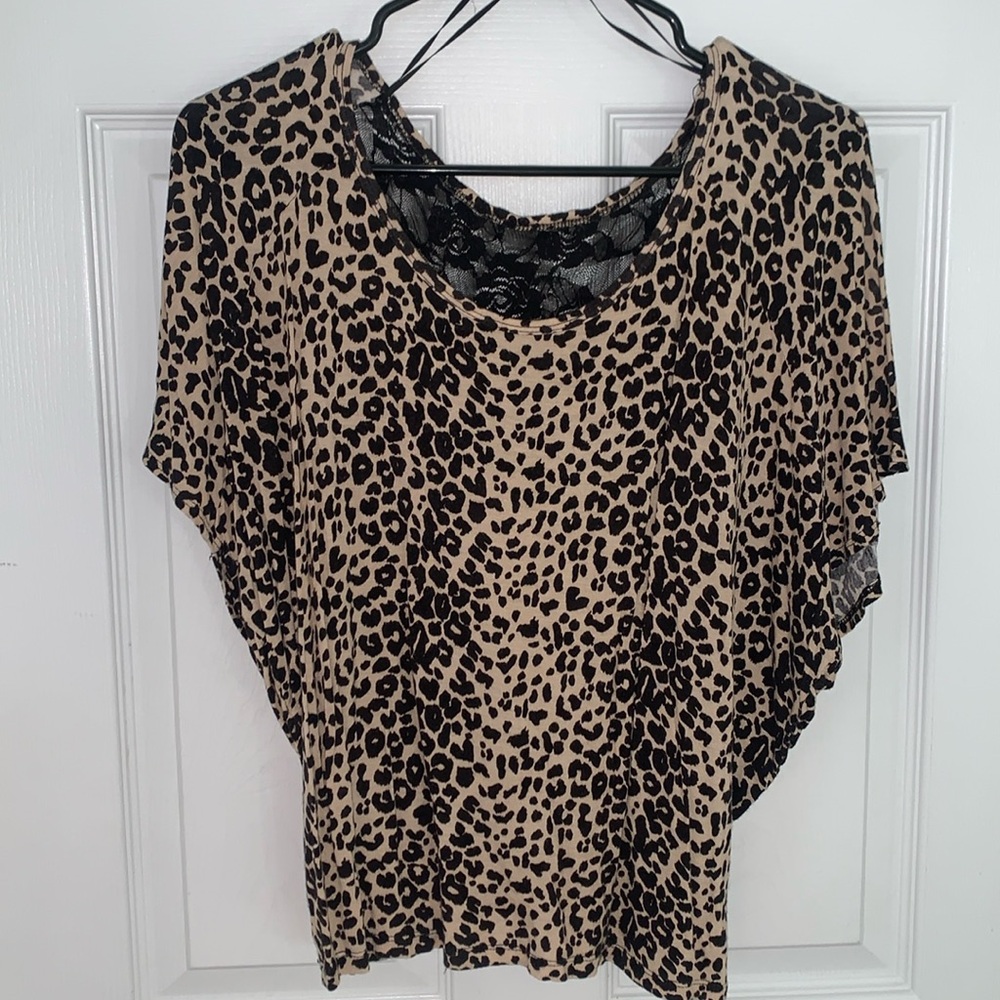 Cheetah print short sleeve blouse